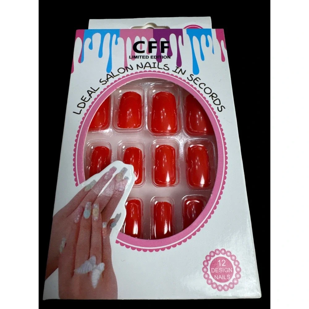 Press On False Nails Bundle Lot of 3 Glossy Floral French‎ Tip New Manicure Chic